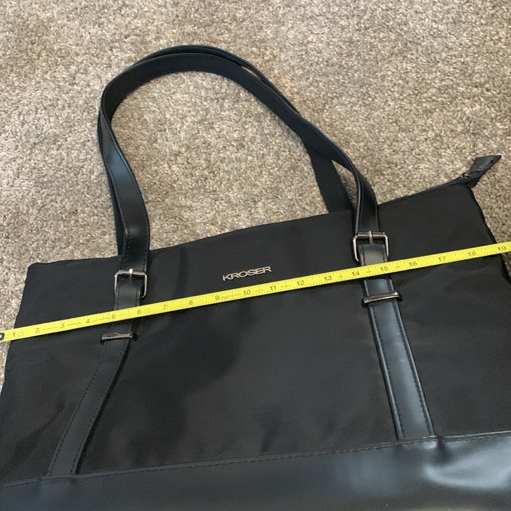 Kroser black laptop work bag, with blue inside, lots of pockets, zipper closure - Picture 8 of 11